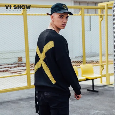Мужской свитер VIISHOW, модная брендовая одежда, мужские свитера, джемпер с принтом, мужской вязаный свитер, пуловер, мужская повседневная трикотажная одежда с круглым вырезом - Цвет: Black