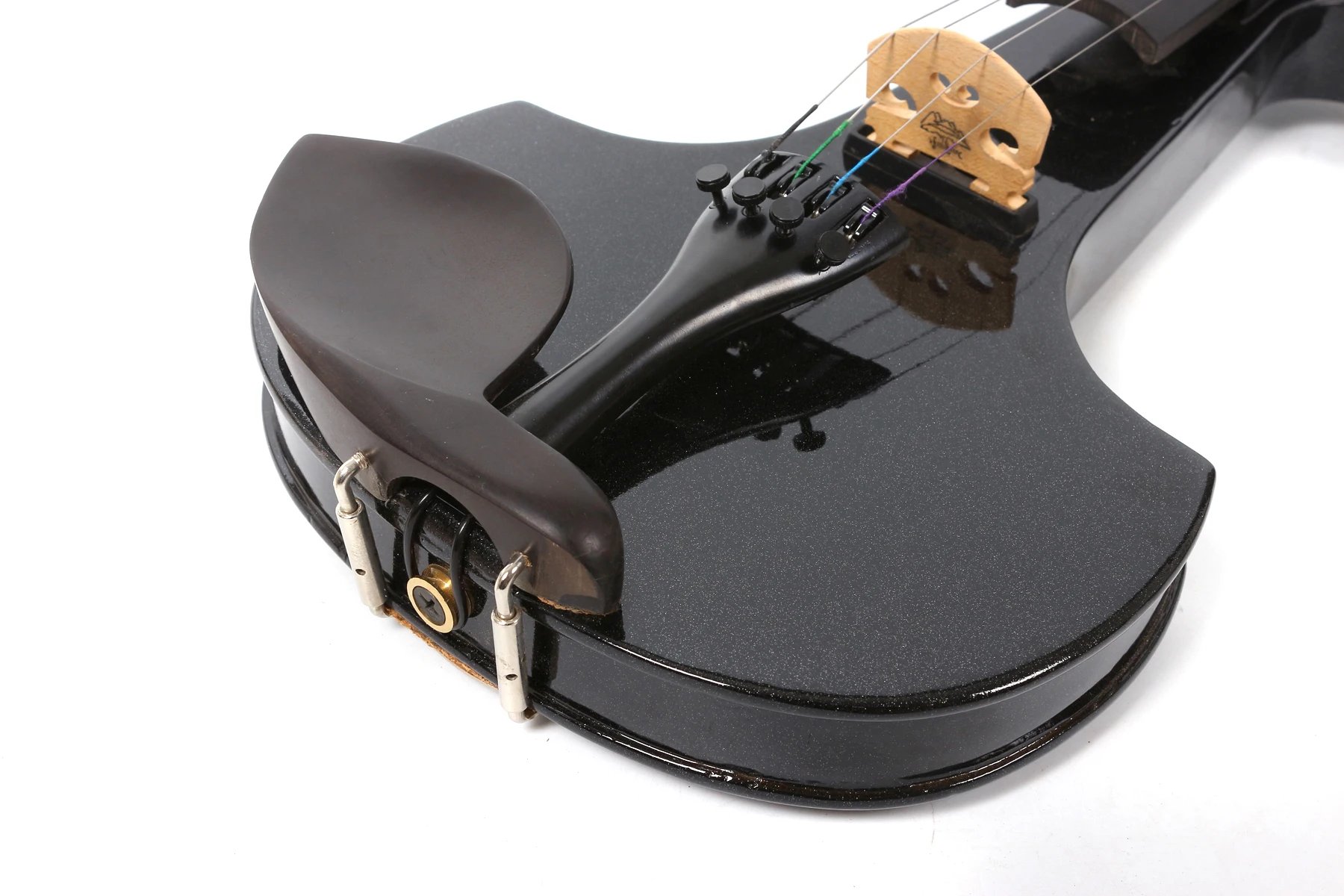 Yinfente Black Electric Silent Violin 4/4 Hand-made Wooden Body Sweet Tone Free Case Bow #EV18