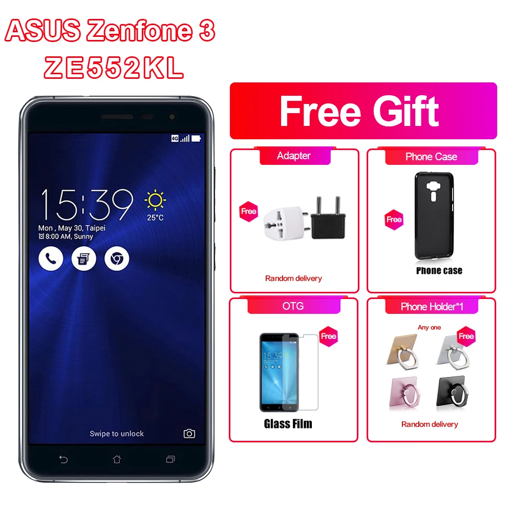 Asus Zenfone 3 ZE552KL 4G LTE мобильный телефон 5 &quot4 Гб ОЗУ 64/128 ПЗУ Восьмиядерный Snapdragon625