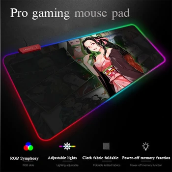 

Yuzuoan Ghost Face Blade Anime Game MousePad Anime Girl LED 7-Colorful USB with Line RGB Gaming Mouse Pad Custom RGB Desktop Mat