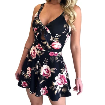 

Left Print Jumpsuit Criss-cross Loose Sleeveless Rompers Sleeveless Shorts Casual Sexy Playsuit Summer Overalls Hollow out