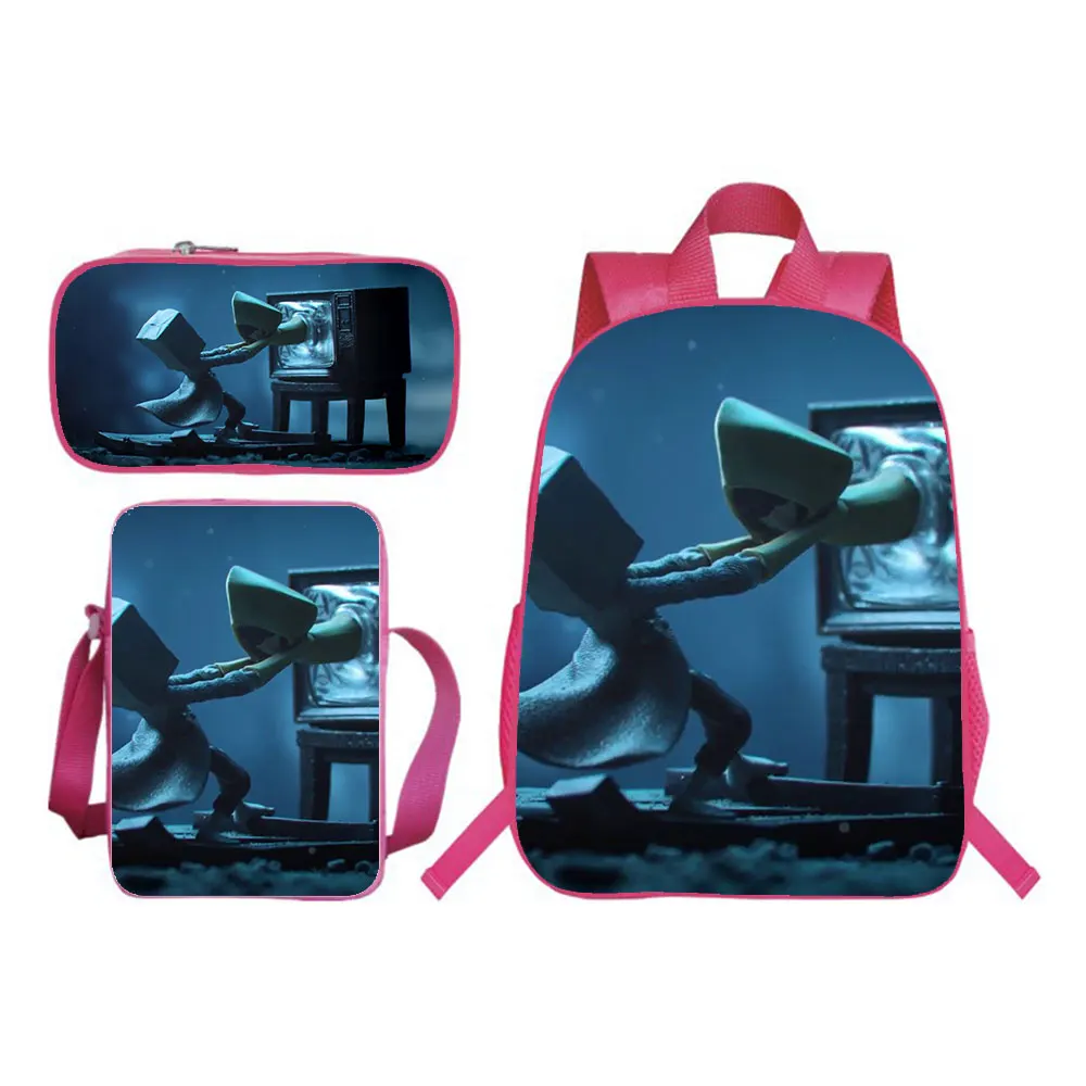 Little Nightmares New Kids Backpack 3pcs Set Boy Girl School Bag Teens Bookbag Rucksack Gift(backpack+shouder Bag+pen Bag)