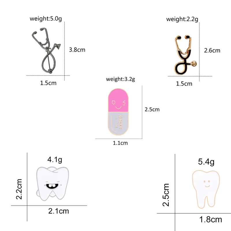 Красивые Мультяшные медицинские эмалированные булавки, разноцветная брошь в виде стетоскопа, зубной лацкан, булавка для стоматолога, доктора, медсестры, подарок, милые ювелирные изделия