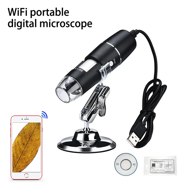 Wifi 1000X цифровой usb микроскоп Wi-Fi микроскоп Лупа камера 8LED с подставкой для Android IOS iPhone iPad цифровой микроскоп - Цвет: Wifi