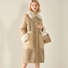 Зимнее пальто из натурального меха, Женская куртка из натуральной овечьей шерсти, женская осенняя одежда, корейское теплое длинное шерстяное меховое пальто Hiver 107071