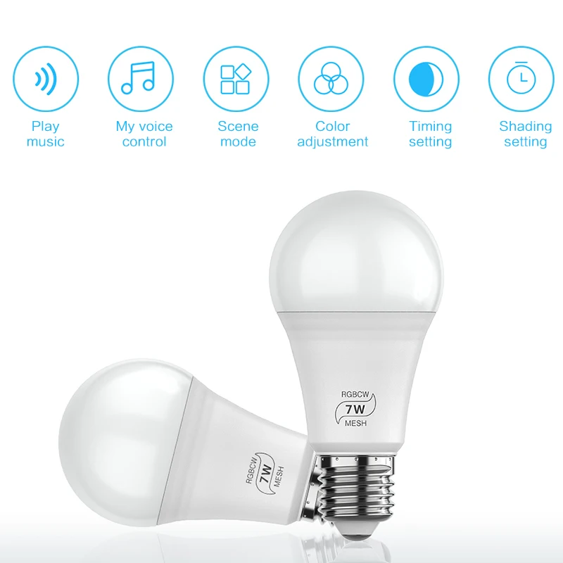Bluetooth 7 Вт RGB светодиодные лампы BT сетка Группа Смарт Led Изменение цвета освещения затемнения на IOS/Android приложение Светодиодные лампы e27 110 В