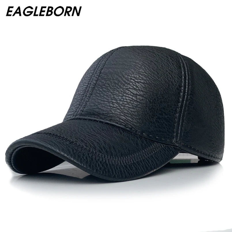 Мужская зимняя шапка EAGLEBORN бейсболка кожаная кепка для папы 58 см | Аксессуары