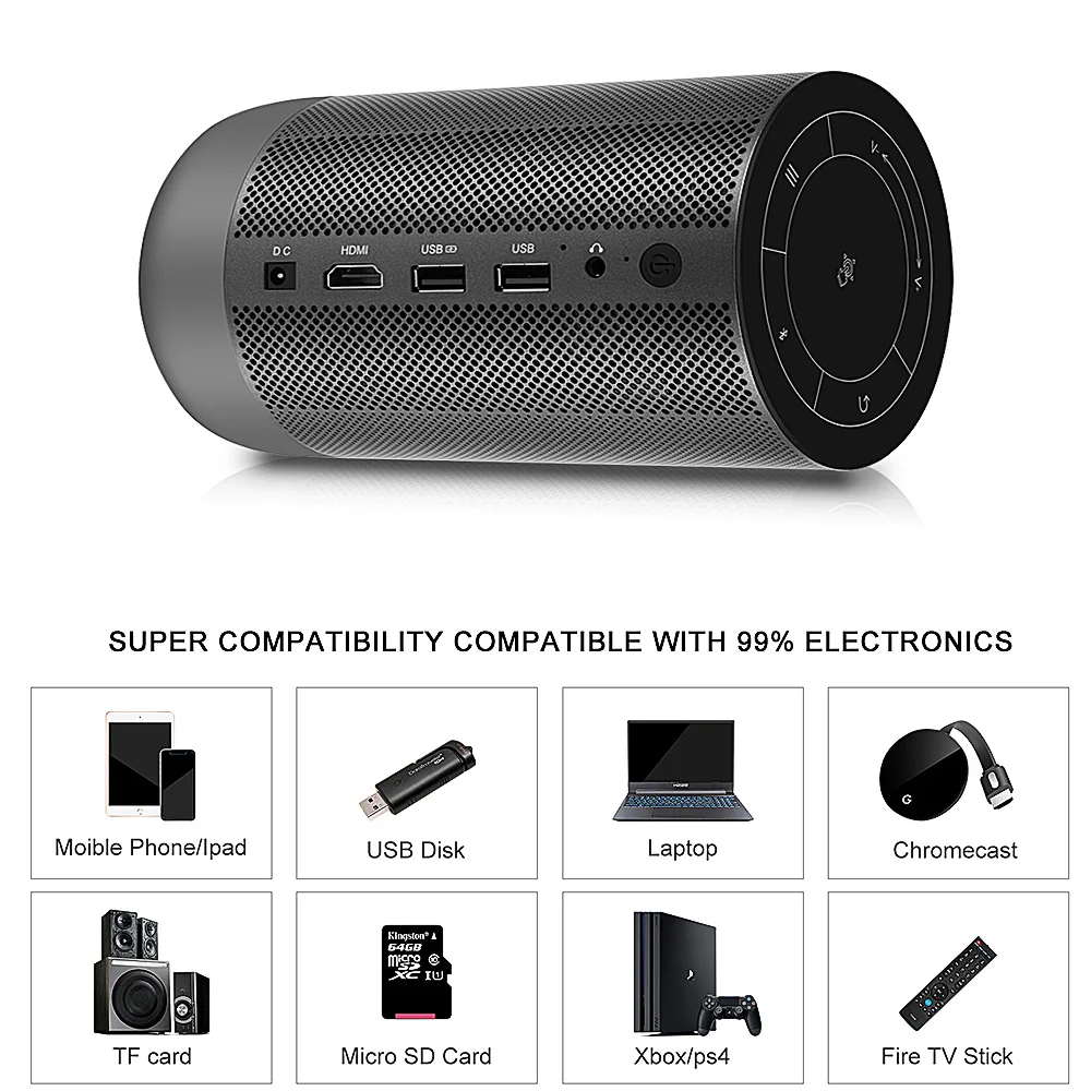 Видеопроектор Salange P9 DLP Full HD 1080P 3D Android Wi Fi Bluetooth 8000 мА · ч|Проекторы для домашнего
