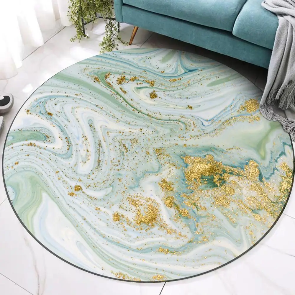 

Water Blue Green Abstract Round Carpet Living Room Decoration Star Non Slip Area Rugs Chair Cushion Modern Nordic Bedroom Mat