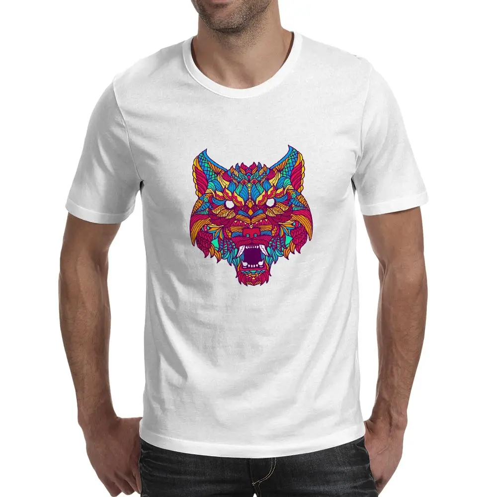 Модная футболка с принтом, футболка с абстрактным животным, модная футболка с круглым вырезом, крутая креативная Повседневная футболка в стиле рок-неу