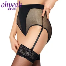 Ohyeahlover Черный Плюс Размер трусики с подвязкой M XXXL Сетка прозрачные подвязки чулки с поясом для женщин Bielizna sekowna красный PM5090