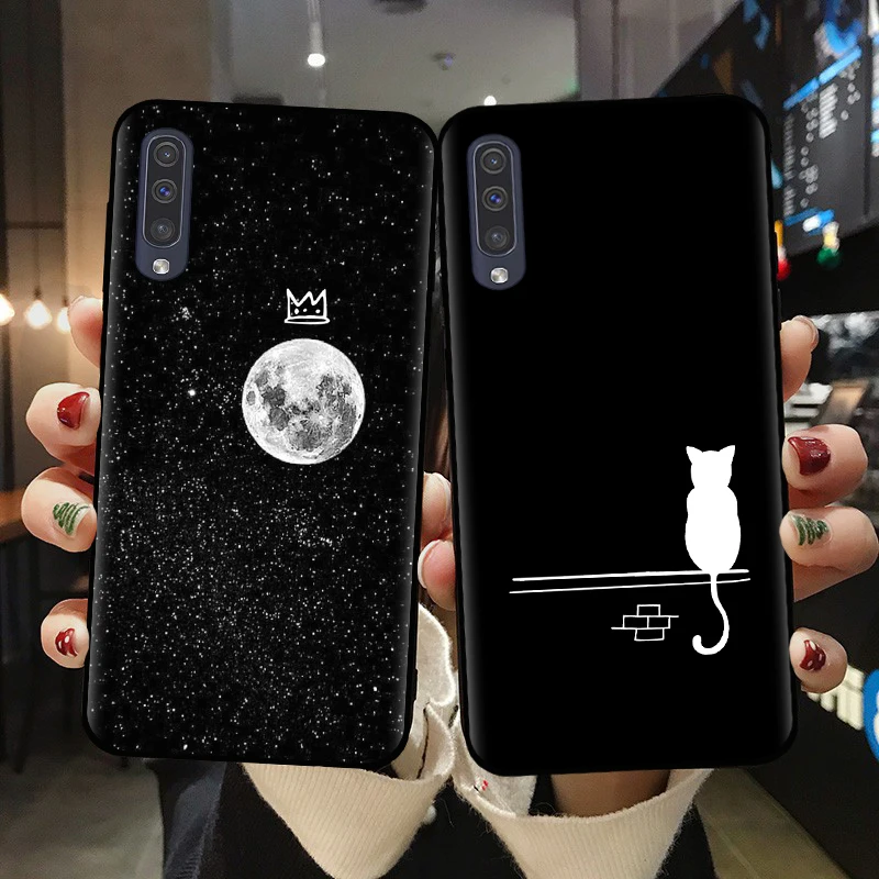 Чехол для телефона Samsung A10 A20 A30 A40 A50 A70 A51 A71 A7 A9 A6 A8 Plus Space Moon черный чехол |