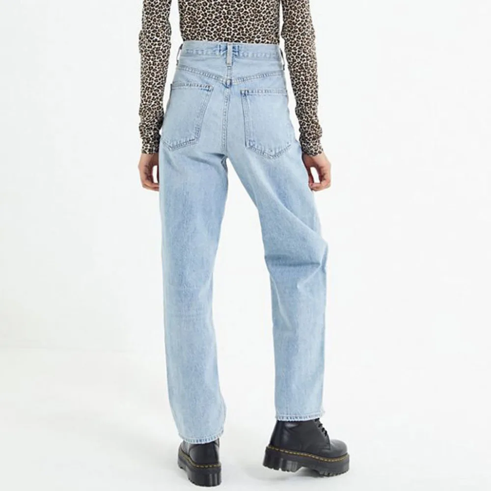 Модные женские свободные карманы на молнии зауженный Прямые повседневные джинсы брюки#3S05