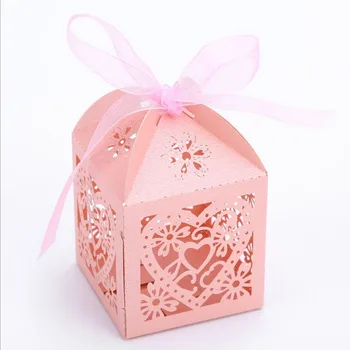 

Wedding Favors Gift Box Customsized color Paper Cake Box Laser Cut Wedding Gift Box for Cookie 50pcs/lot
