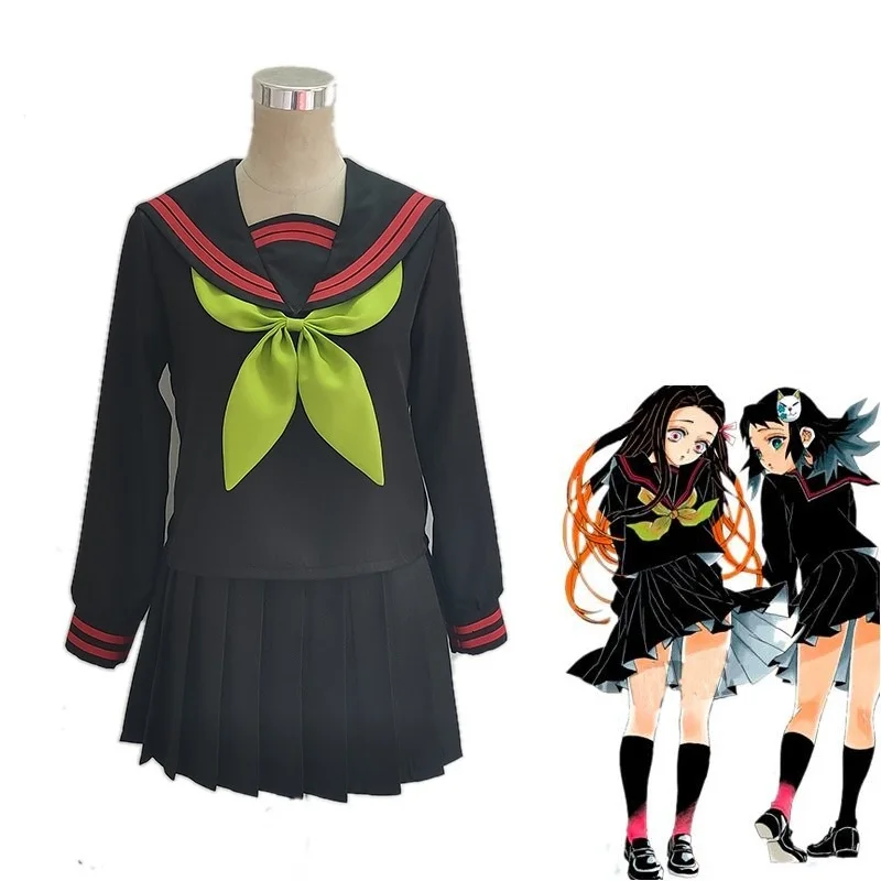 

Anime Demon Slayer Kimetsu no Yaiba Cosplay Costume Kamado Nezuko Makomo JK School Uniforms Sailor Suit Women Outfit Custom Made