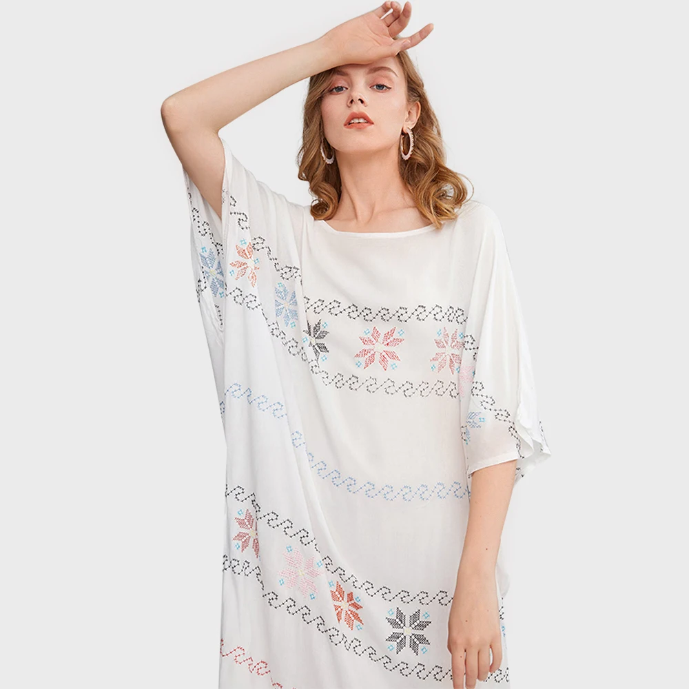 Свободное шикарное платье миди с вышивкой, с рукавом до локтя, винтажное, Vestidos, лето, осень, Пляжное, бохо, повседневная одежда, длинное сексуальное платье, женские платья