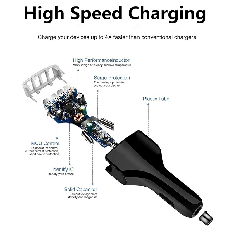 4USB QC 3,0 Быстрая зарядка двойной USB порт автомобильное зарядное устройство для IOS 3A Android смартфон адаптер зарядного устройства для планшета безопасный Автомобильный телефон зарядка