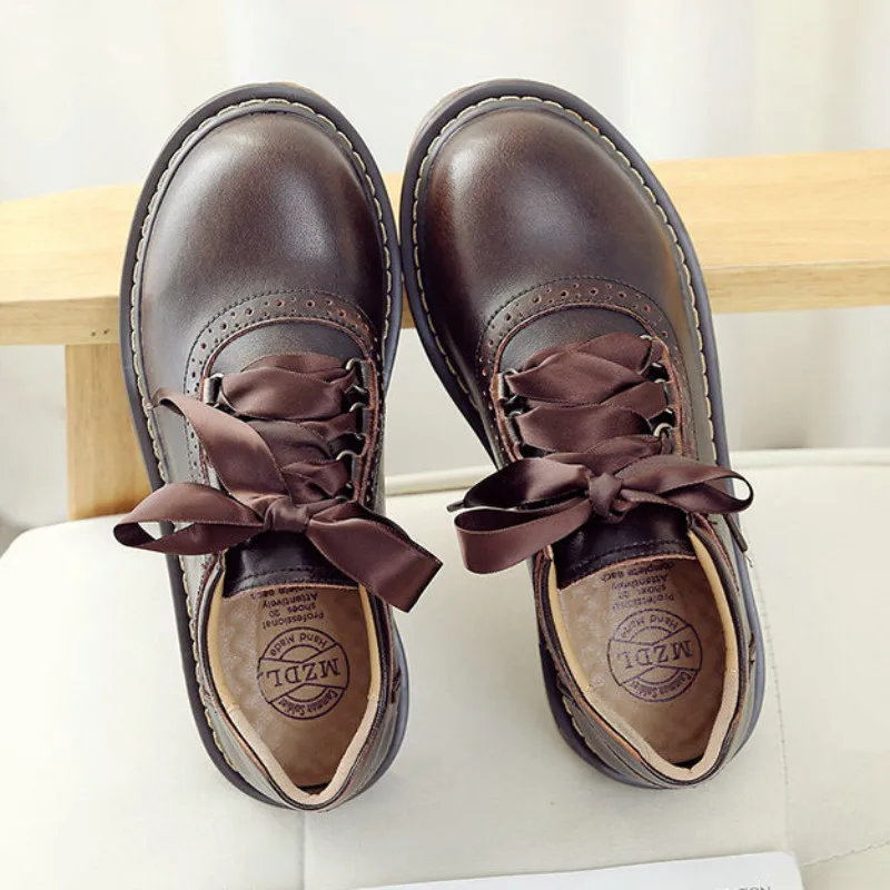 

Oxford Shoes For Women Shoes Woman Cow Leather Martin Ankle Female Casual Shoes Flats 2019 Spring Autumn Lace-Up Zapatos Mujer
