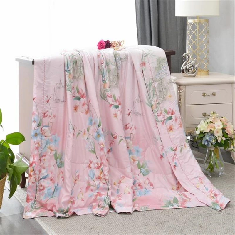Летнее одеяло в европейском стиле из тенсела с реактивным принтом мягкое