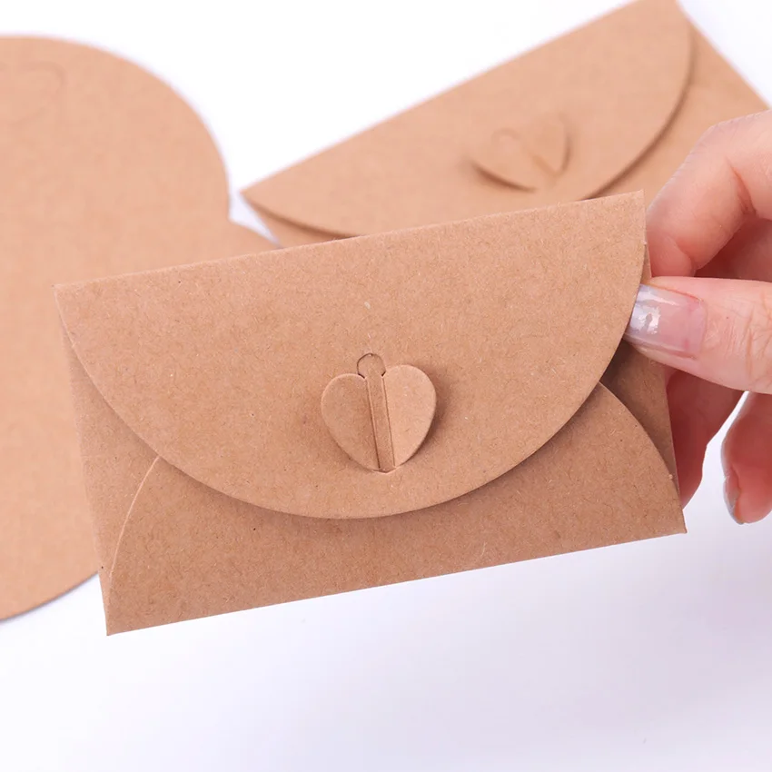 

10PCS Love Button Envelope Craft Paper Envelopes Vintage European Style Envelope For Card Scrapbooking Gift