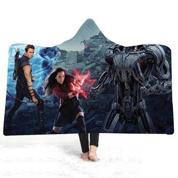 

Sci-Fi Movie Hooded Blanket Comic Hero The Avengers Sherpa Fleece Blanket Cozy Blanket for Adults Nap Sofa Cover Soft TV Blanket