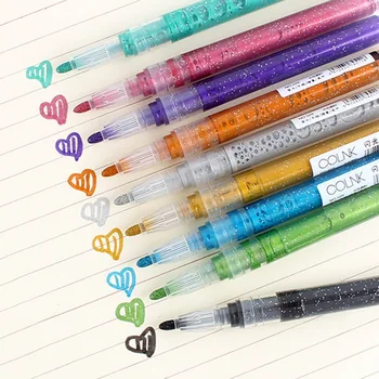 

9 Colors/Set Glitter Pen Highlighter Color Changing Flash Marker Gel Pens Drawing Scrapbook Album Journal DIY Stationery School