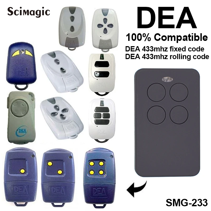

Garage door remote control DEA controller duplicator 4 channel hand transmitter clone 433.92MHz remotes for fixed rolling code