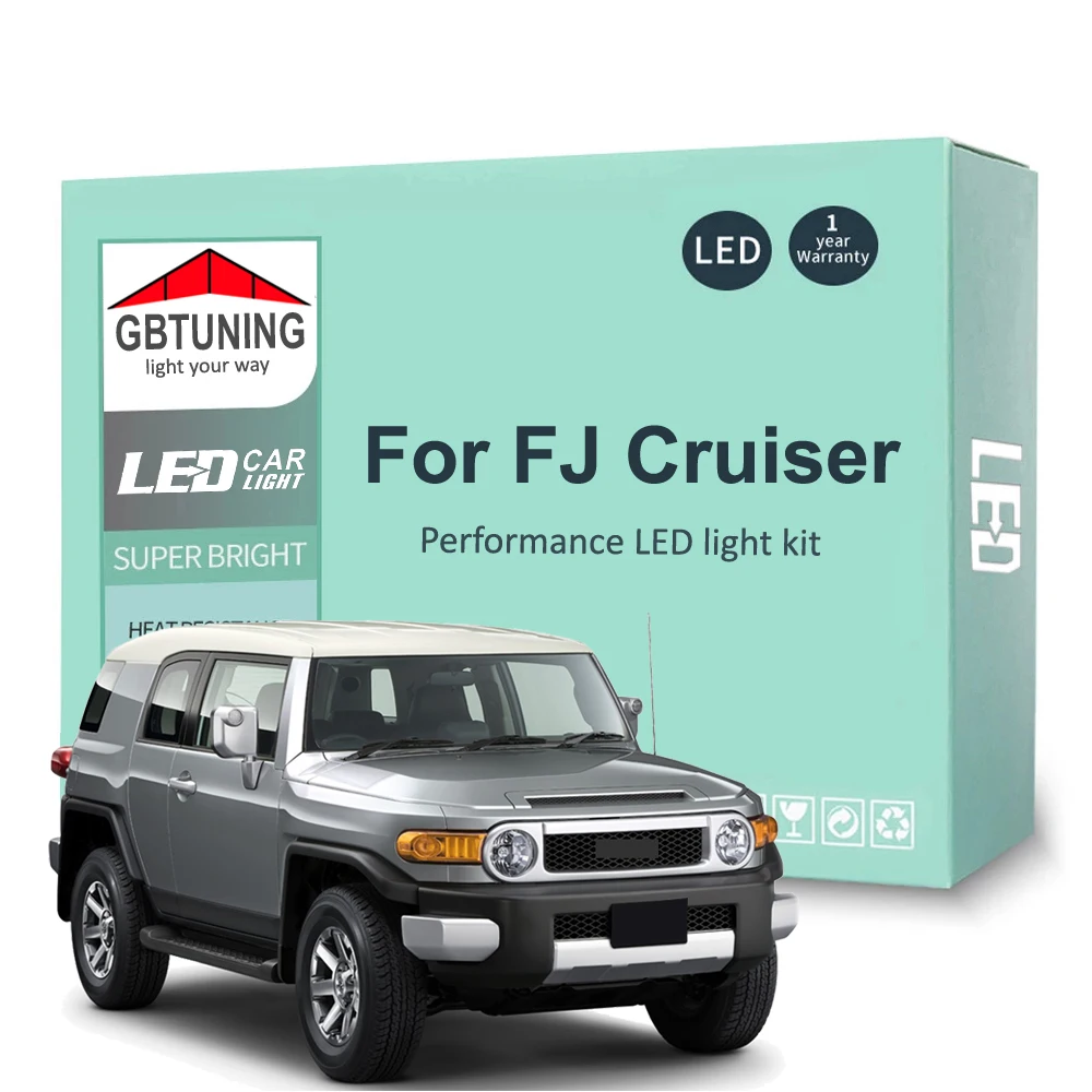 Toyota FJ Crusier 2007-2019 용 9Pcs LED 실내 전구 키트 자동차 독서 돔 트렁크 차량 램프 Canbus 오류 무료 100%
