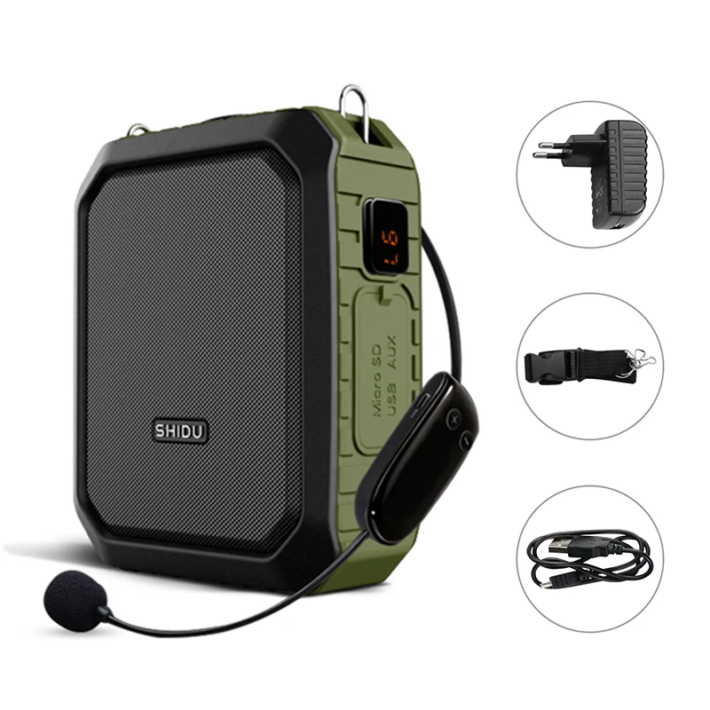 مضخم صوت SHIDU للمعلم مع سماعة ميكروفون لاسلكية، م...