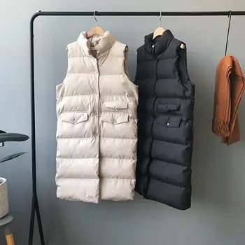 

Autumn Winter Vest Solid Thick Warm Sleeveless Parkas Casual Zipper Korean Fashion Vests