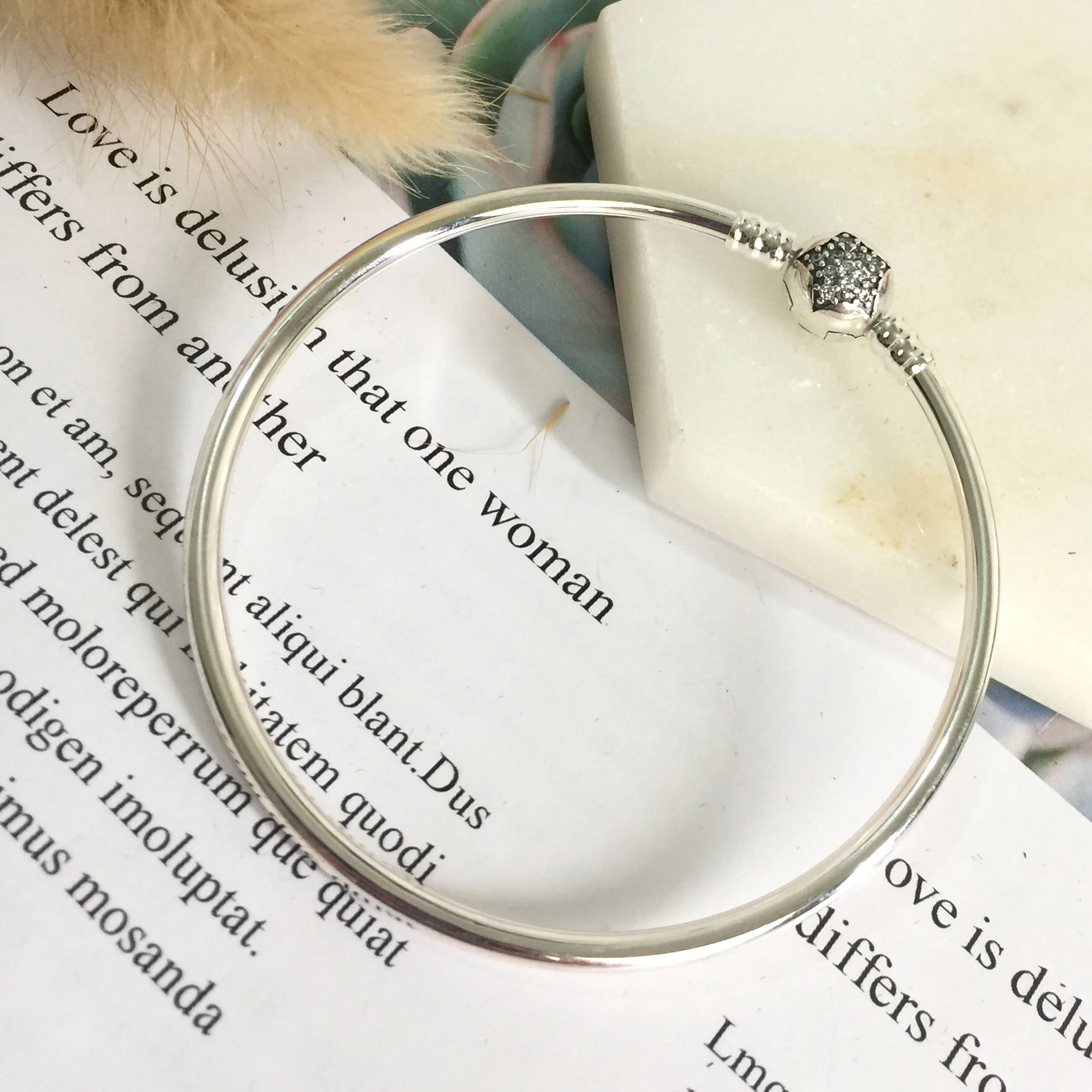 925 пробы Серебряный классический браслет с кубическим цирконием Женская Очаровательная Мода DIY ювелирные изделия