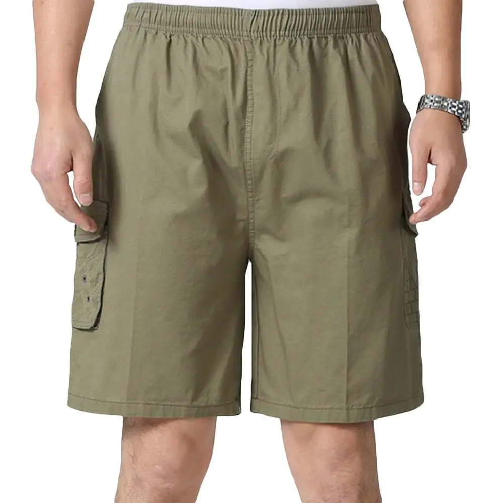 

Cloudstyle Newest Summer Loose Casual Shorts Men's Cotton Stylish Multi-Pocket Tooling Shorts Beach Shorts Breathable No Belt