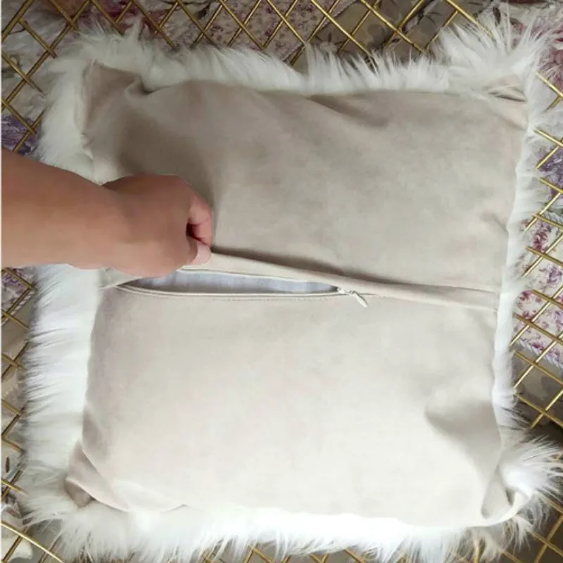 Роскошный пушистый чехол для подушки из искусственной овчины с длинной плюшевой