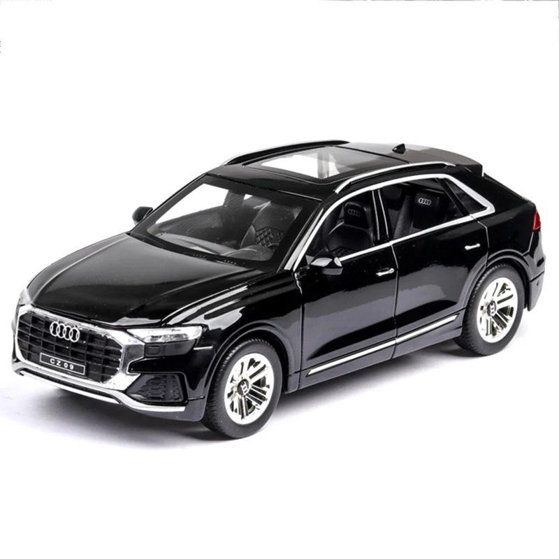 

1:24 Alloy Pull Back Car Model Diecast Metal Toy Vehicles Q8 Sound Light Car Doors Open For Kids Birthday Christmas Gifts Toys