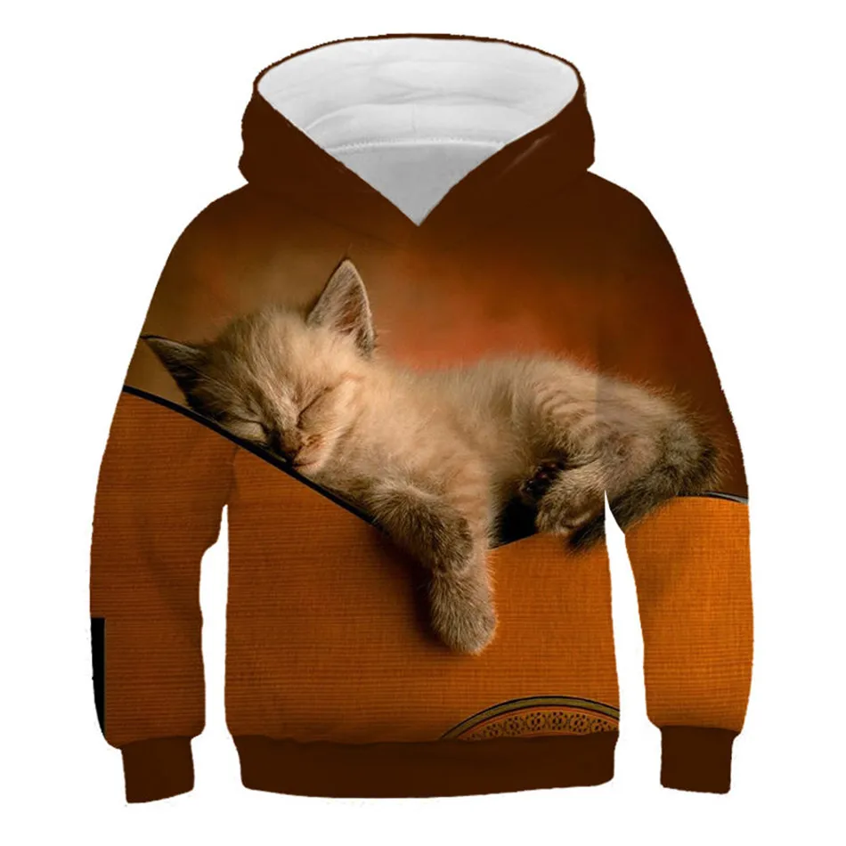 Crianças com Capuz Anos de Idade Meninos Meninas Hoodies Adorável Animal Óculos Anime Gato Coelho Peixe Impressão Camisolas Pulôver 4-13 3d 31 Agasalhos e moletons