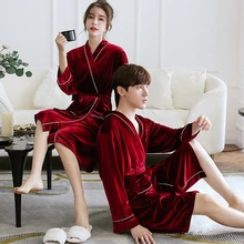 Парный велюровый мягкий Халат-кимоно, одежда для сна, элегантная Однотонная ночная рубашка для женщин и мужчин, Удобная Повседневная Домашняя одежда, банное платье