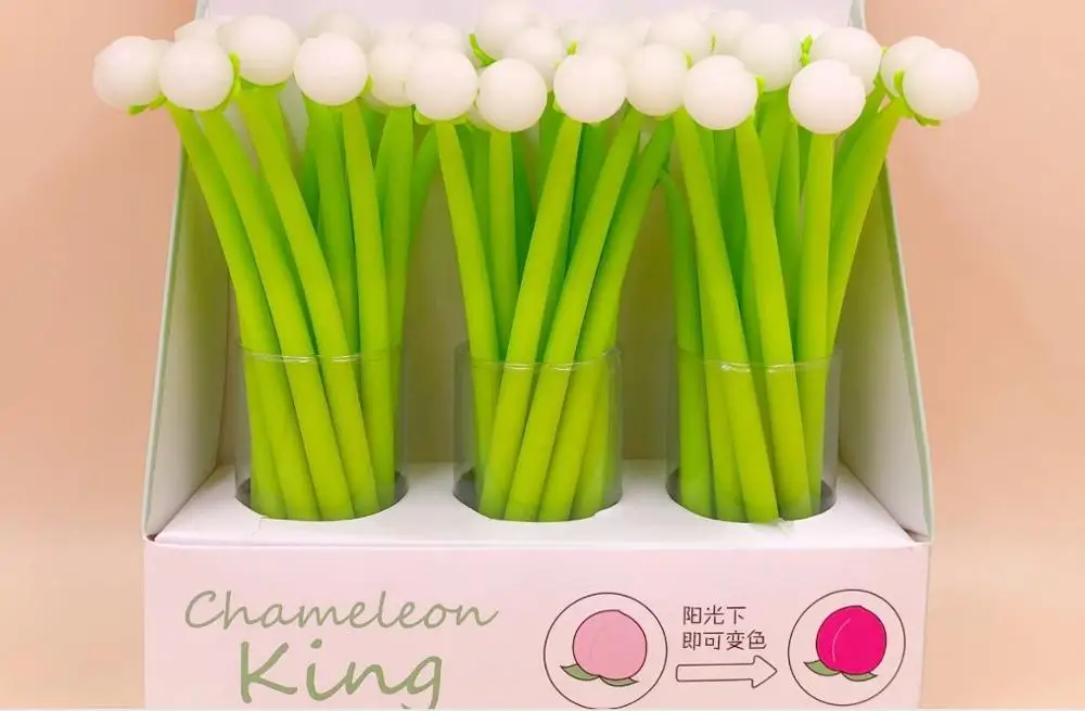 sunlight change color peach gel pen cute cartoon neutral pen student prize office black writing pen promotion gift pen 48pc/lot