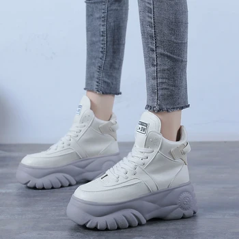 

Chunky High Heel Shoes Sneakers Women Autumn and winter Female Casual Shoes High Top Platform Sneakers For Women White Sneaker
