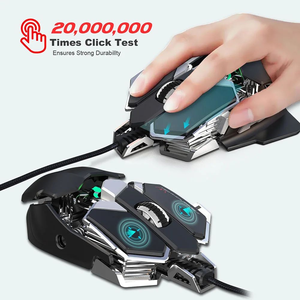 Механическая игровая мышь Проводная 6400 dpi программируемая 9 клавиш компьютерная геймерская мышь VH99