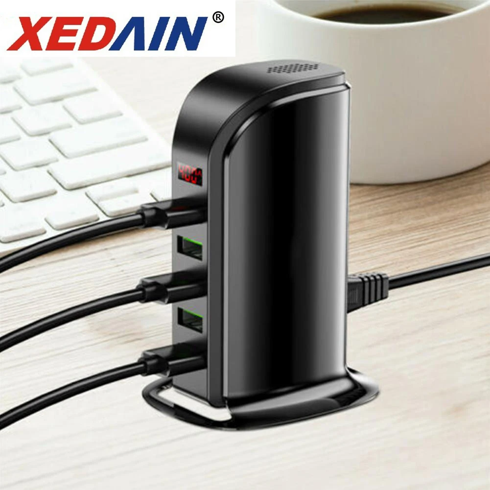 

USB Charging 5 Port Multi Charger HUB LED Display Station Dock Universal Mobile Phone Desktop Wall Home Chargers XEDAIN