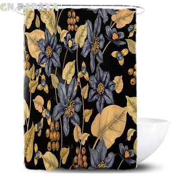 

Tropical plant gooseberry macrame Bath Curtains Waterproof Polyester Fabric retro Shower Curtains Screen with Hooks Accessories