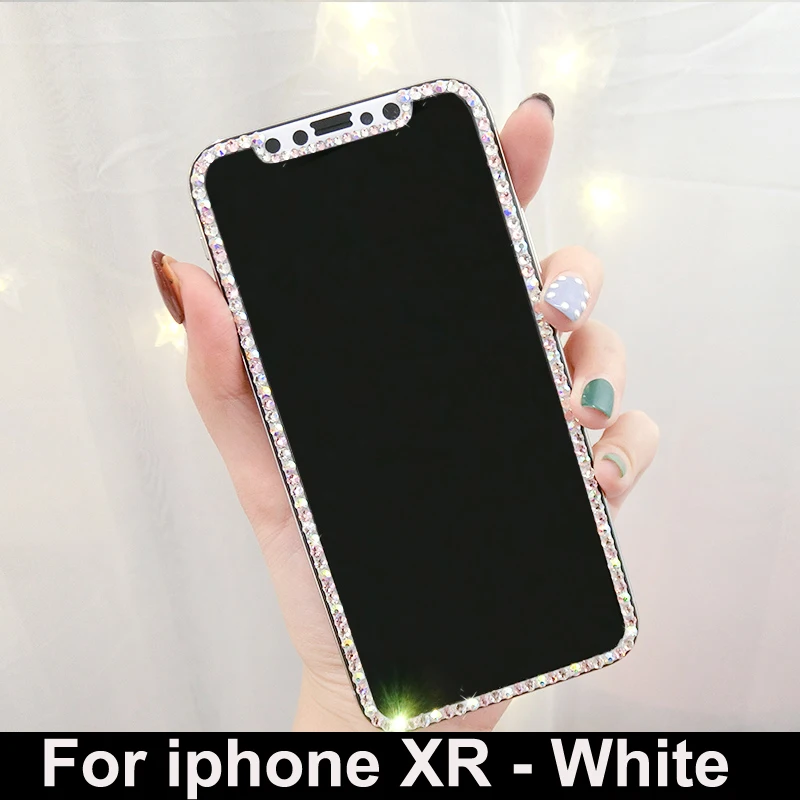XR - White Роскошные Стразы, 9 H, закаленное стекло, защита экрана, Алмазное украшение, Защитная пленка для iPhone 11 Pro X XS Max XR - Цвет: XR - White