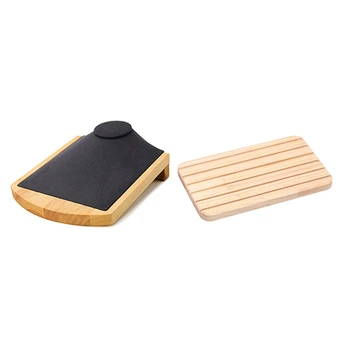 

Model Necklace Display Stand Pendant Frame Jewelry Display Counter Black & Rings Display Tray Wooden Round Ring Holder