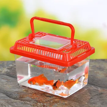 

Beautiful appearance small transparent plastic goldfish tank easy to carry turtle tank portable colorful pet turtle box disassem
