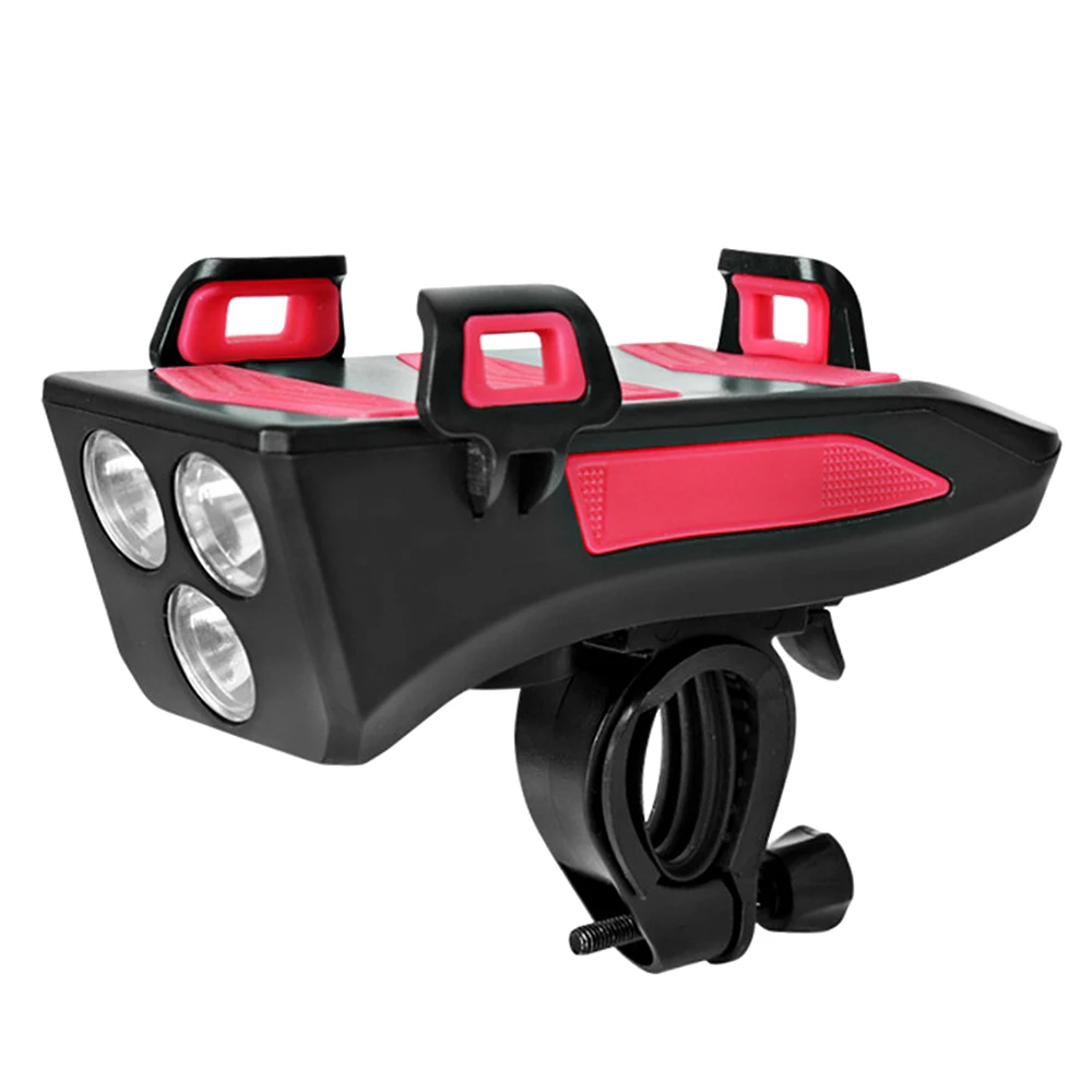 4 IN1 Bike Light USB Bicycle Horn Lamp with Mobile Phone Bracket 250 Lumens Bike Flashlight Cycling Headlight 3 Lighting Modes