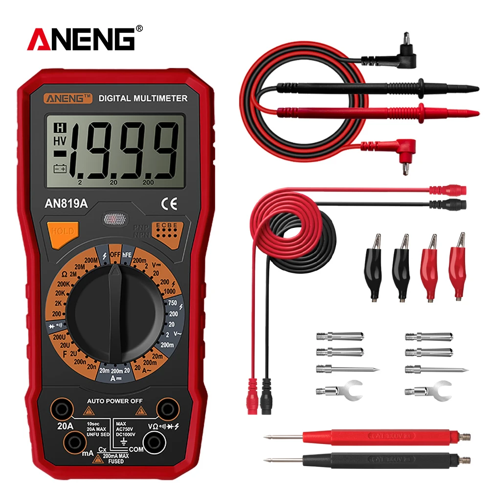 ANENG AN819A мультиметр цифровой транзистор тестер мини мультиметры цифровые