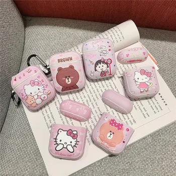 

Cartoon Hello Kitty Pink Carabiner IMD Case For Airpods 1 2 Accessories Bluetooth Wireless Earphone Protective Case