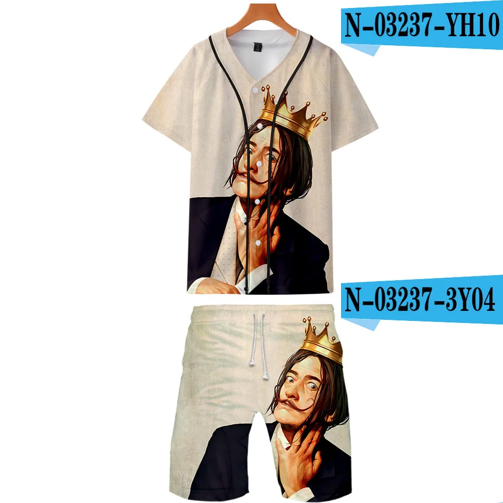 Salvador Dali комплект из двух предметов, куртки и шорты Kpop, модная новинка, крутой принт, Salvador Dali Rossbaseball, куртка, комплект для мужчин - Цвет: F