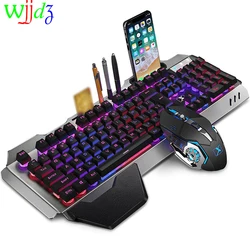 Conjunto de teclado e mouse sem fio, kit para jogos com teclado e mouse, iluminação à prova d'água, para pc