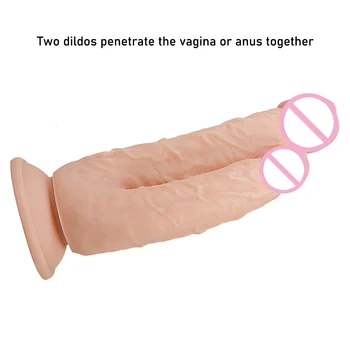 Huge Double Dildos Double Penetration Vagina and Anus Soft Realistic Penis Double Headed Phallus Sex Toys for Women Masturbation 5